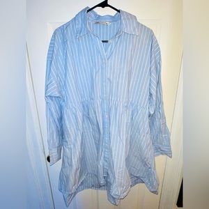 Zara Mini Flowy Oversized Shirt Dress